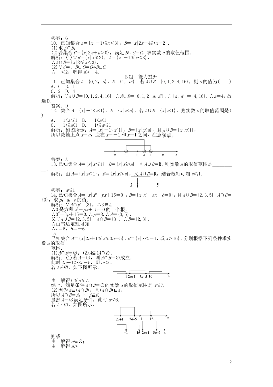 高中数学 1.1第4课时 并集、交集课时作业 新人教A版必修1-新人教A版高一必修1数学试题_第2页