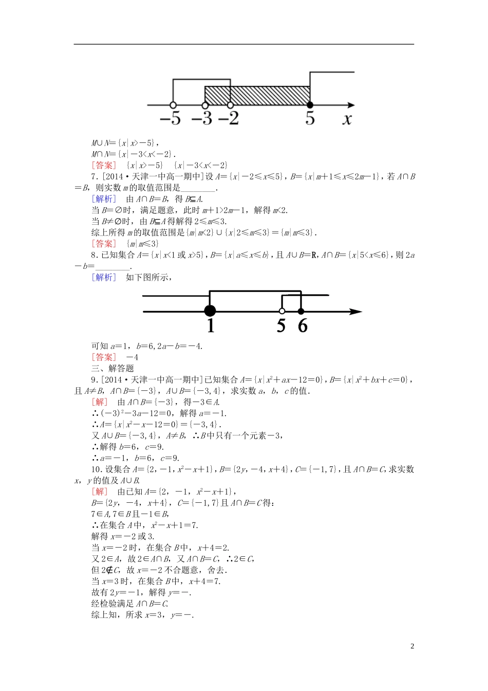 高中数学 1.1.3.1并集、交集课后课时精练 新人教A版必修1-新人教A版高一必修1数学试题_第2页