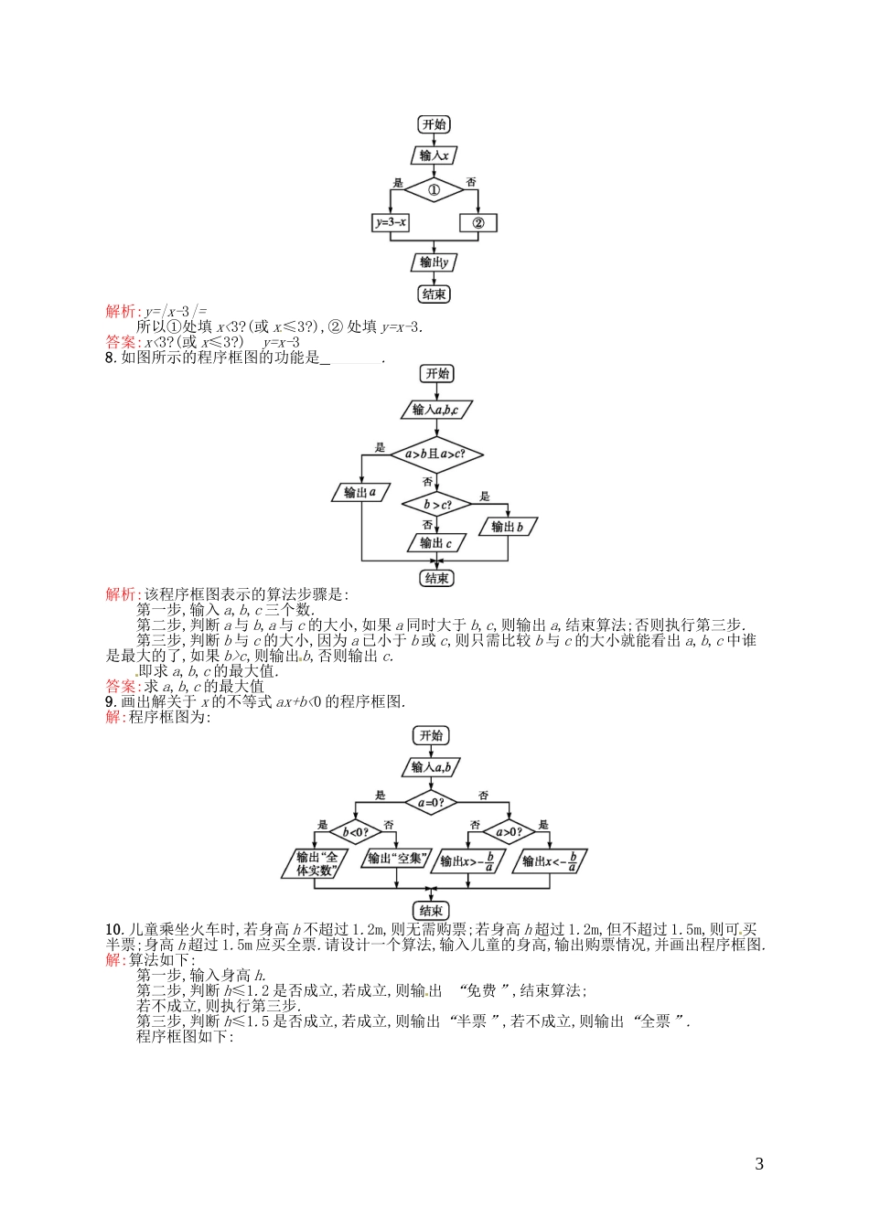 高中数学 1.1.2第2课时 条件结构课后作业 新人教A版必修3-新人教A版高一必修3数学试题_第3页