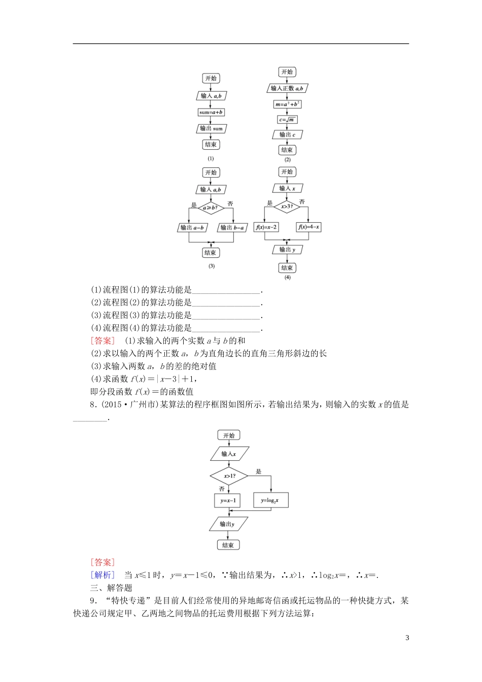 高中数学 1.1.2第2课时条件结构练习 新人教A版必修3-新人教A版高一必修3数学试题_第3页