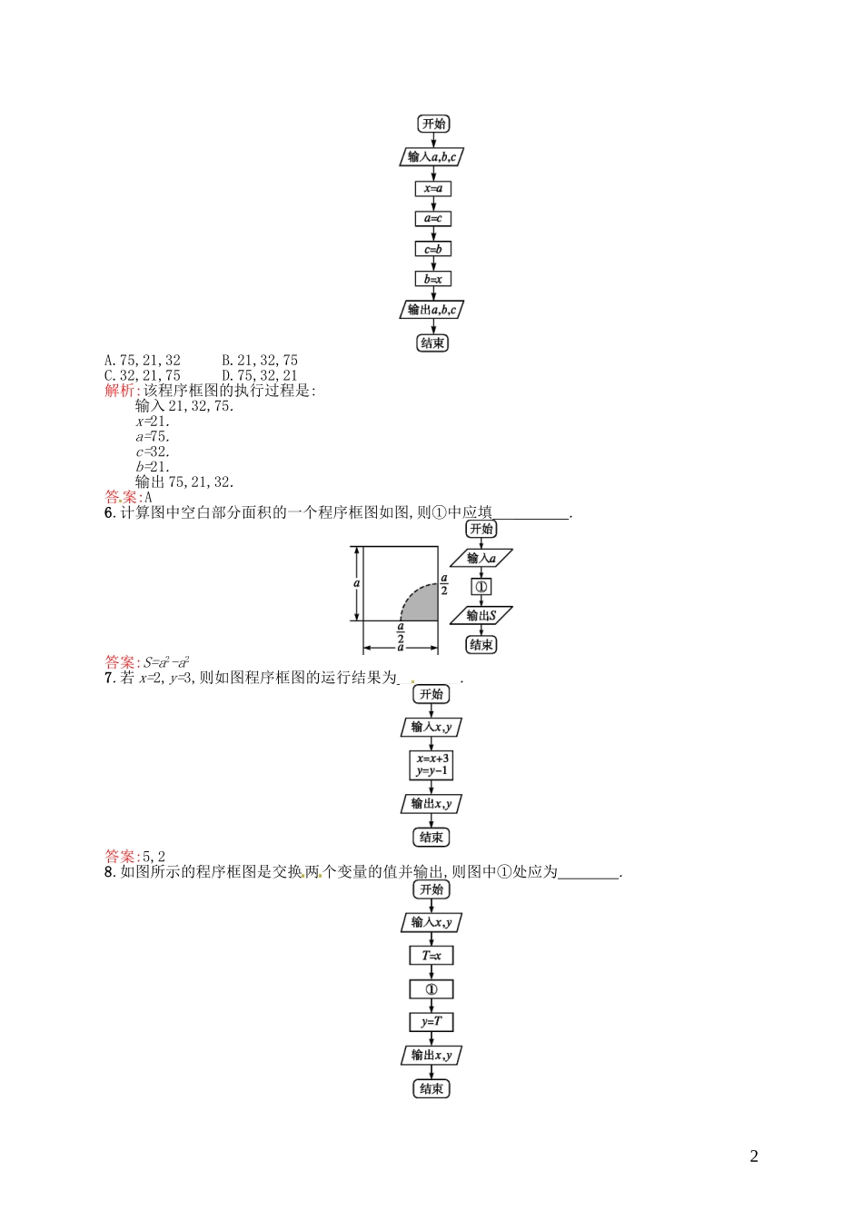 高中数学 1.1.2第1课时 程序框图、顺序结构课后作业 新人教A版必修3-新人教A版高一必修3数学试题_第2页