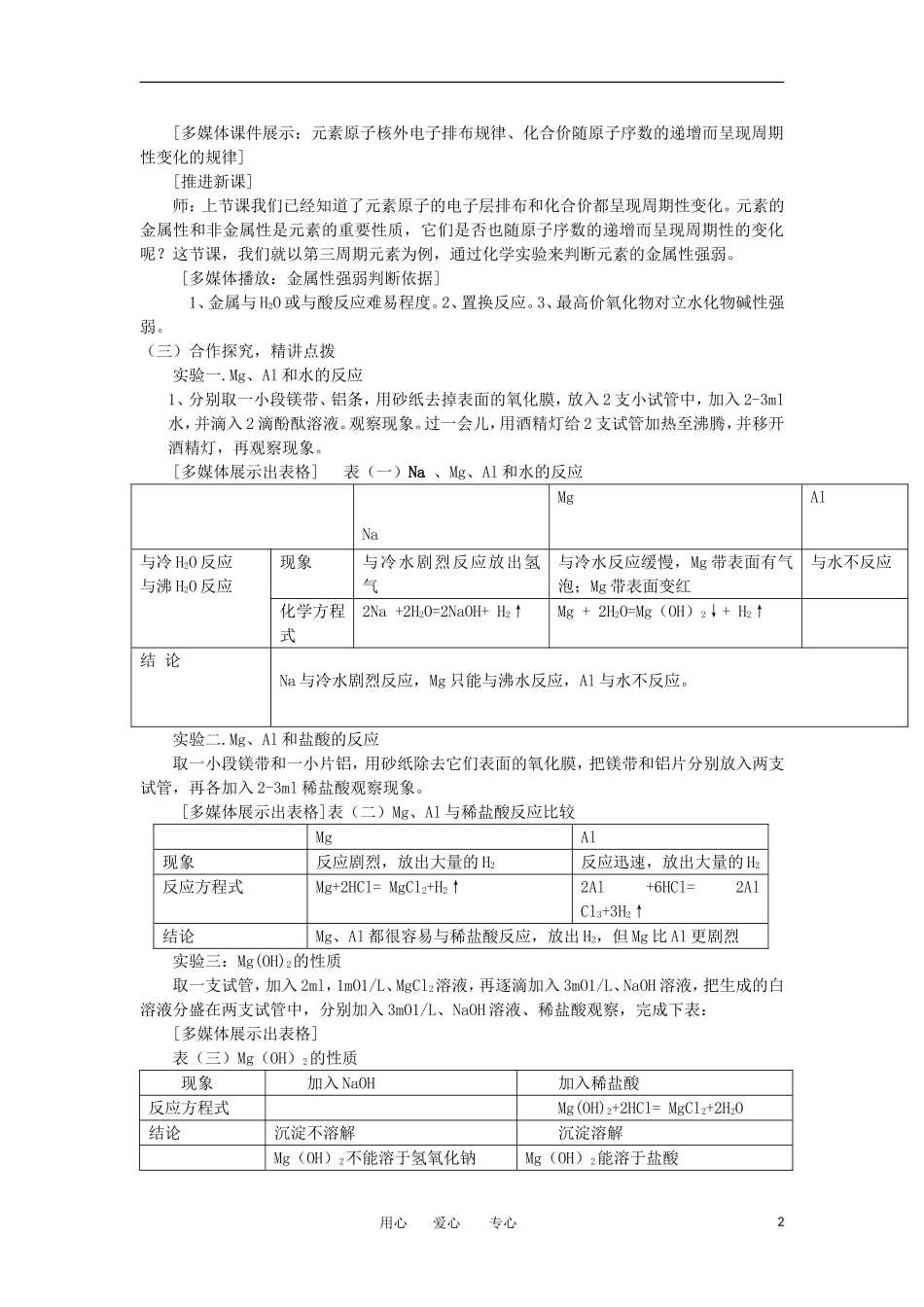 山东省临清市四高校高中化学 第1章 第2节《元素周期律》（第2课时 ）教案 新人教版必修2_第2页