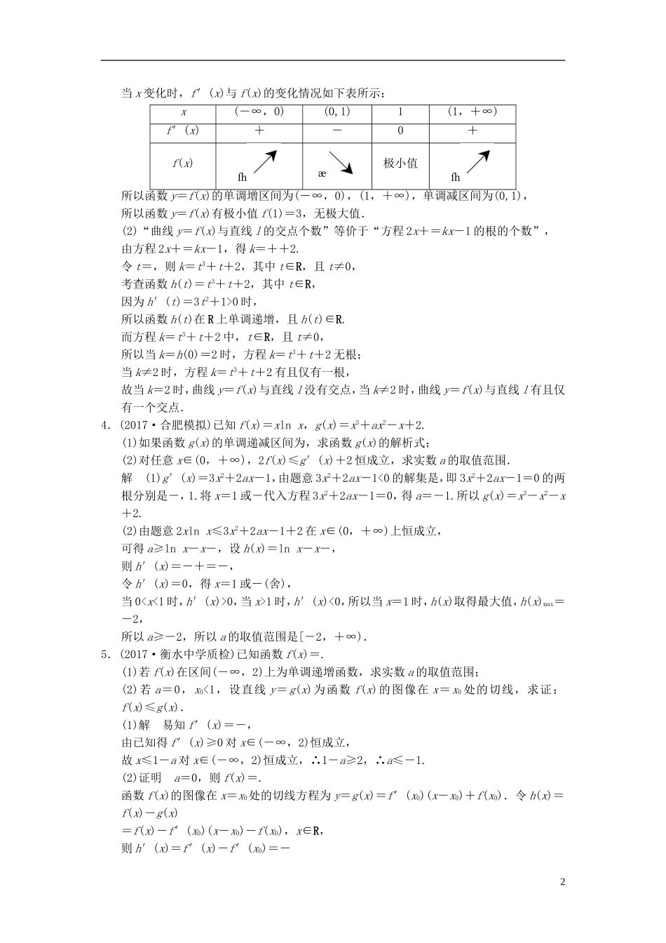 高中函数问题与导数的热点题型 文 北师大版-北师大版高三全册数学试题_第2页