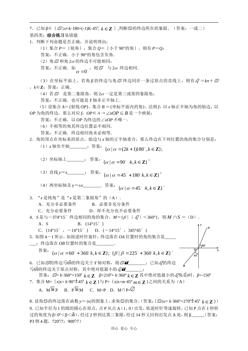 高一数学：1.1《任意角》测试 苏教版_第2页