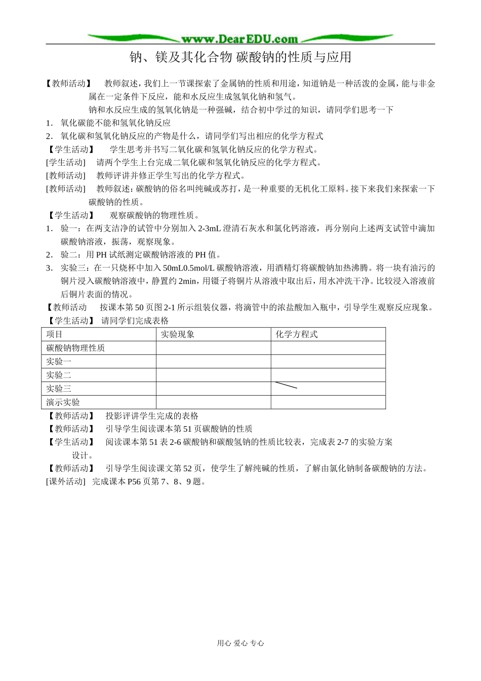 苏教版高中化学必修1钠、镁及其化合物 碳酸钠的性质与应用_第1页