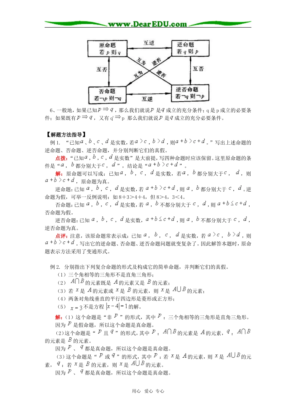 高一数学逻辑联结词与四种命题知识精讲_第2页