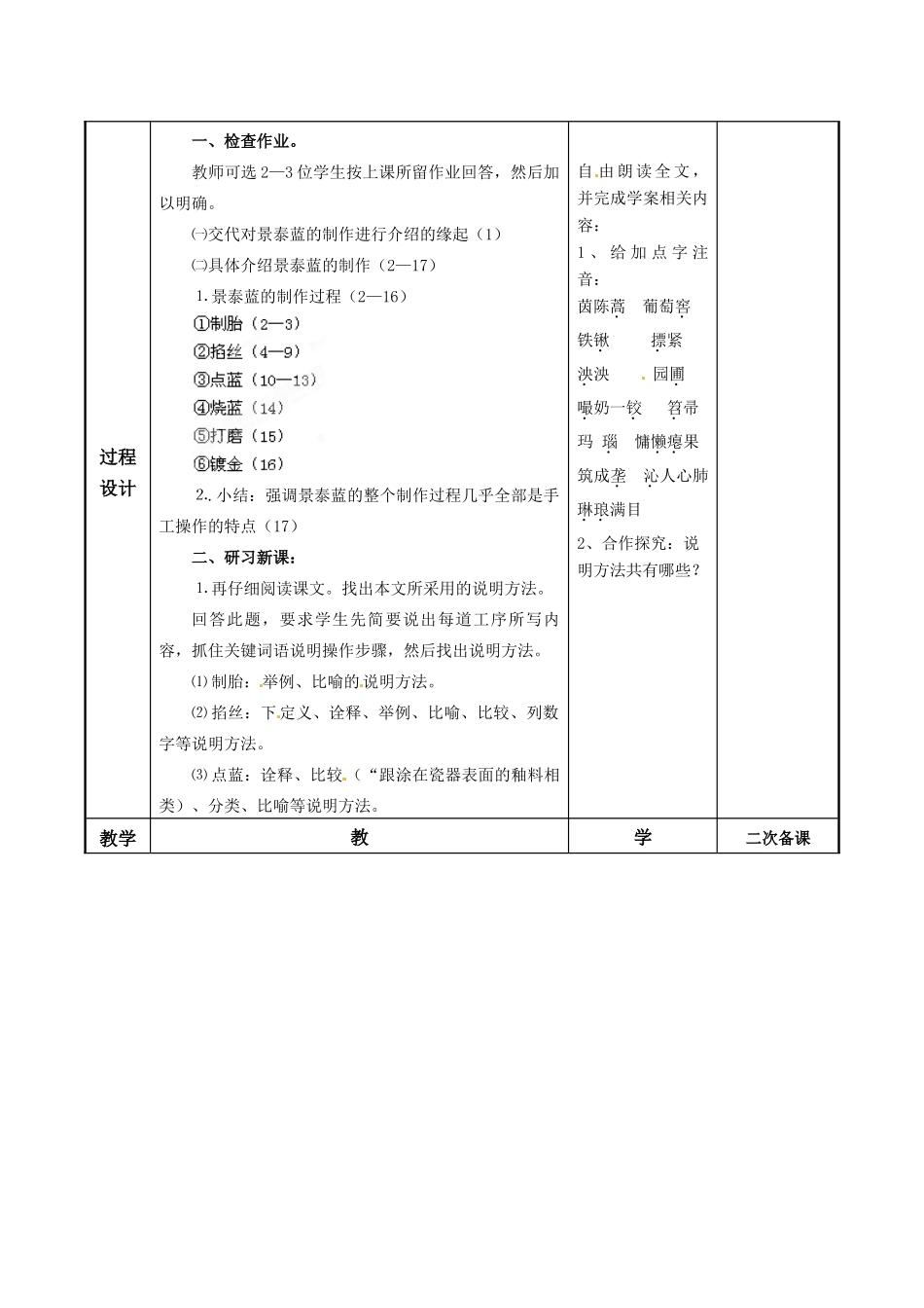 江苏省徐州市贾汪区建平中学高中语文《景泰蓝的制作》教案（二）苏教版必修5_第2页