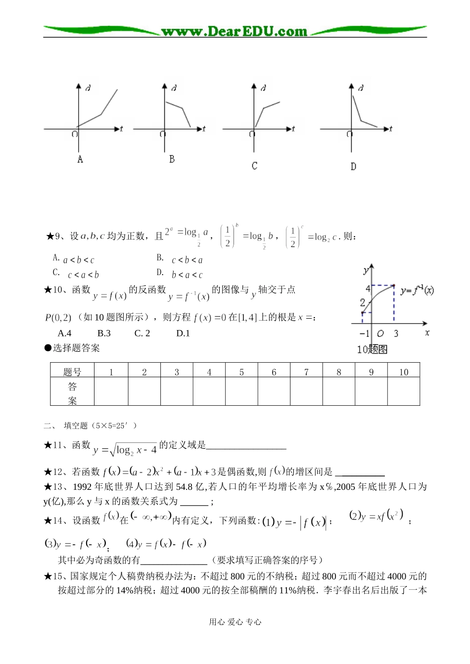 高一数学第一学期期中测验试卷_第2页