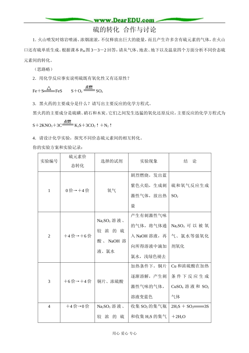 鲁科版高中化学必修1硫的转化 合作与讨论_第1页