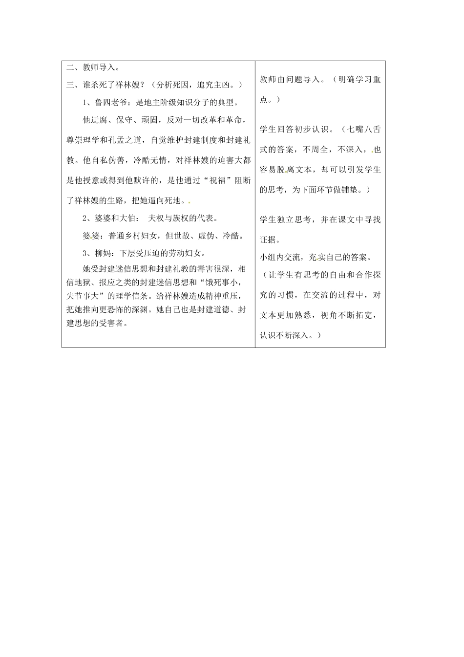 黑龙江省海林市高级中学高中语文《祝福》教案 新人教版必修3_第2页
