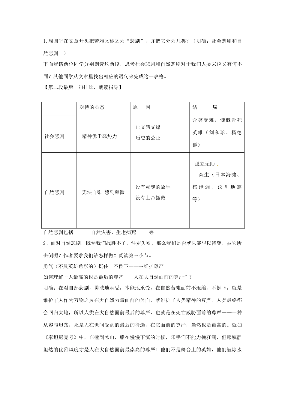 江苏省响水中学2014高中语文《直面苦难教案 苏教版必修5_第2页