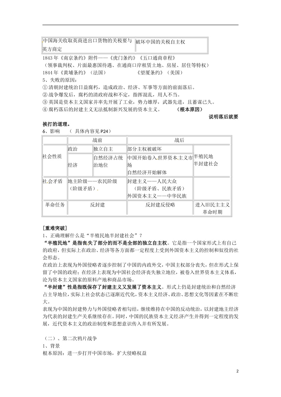 山东省沂水一中高一历史 四、近代中国反侵略、求民主的潮流教案_第2页