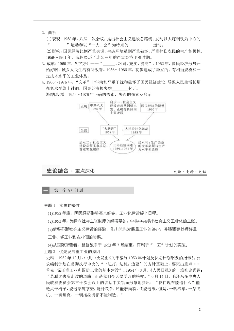 广东省佛山市高三历史 第24讲《中国社会主义经济建设的曲折发展》说课稿_第2页