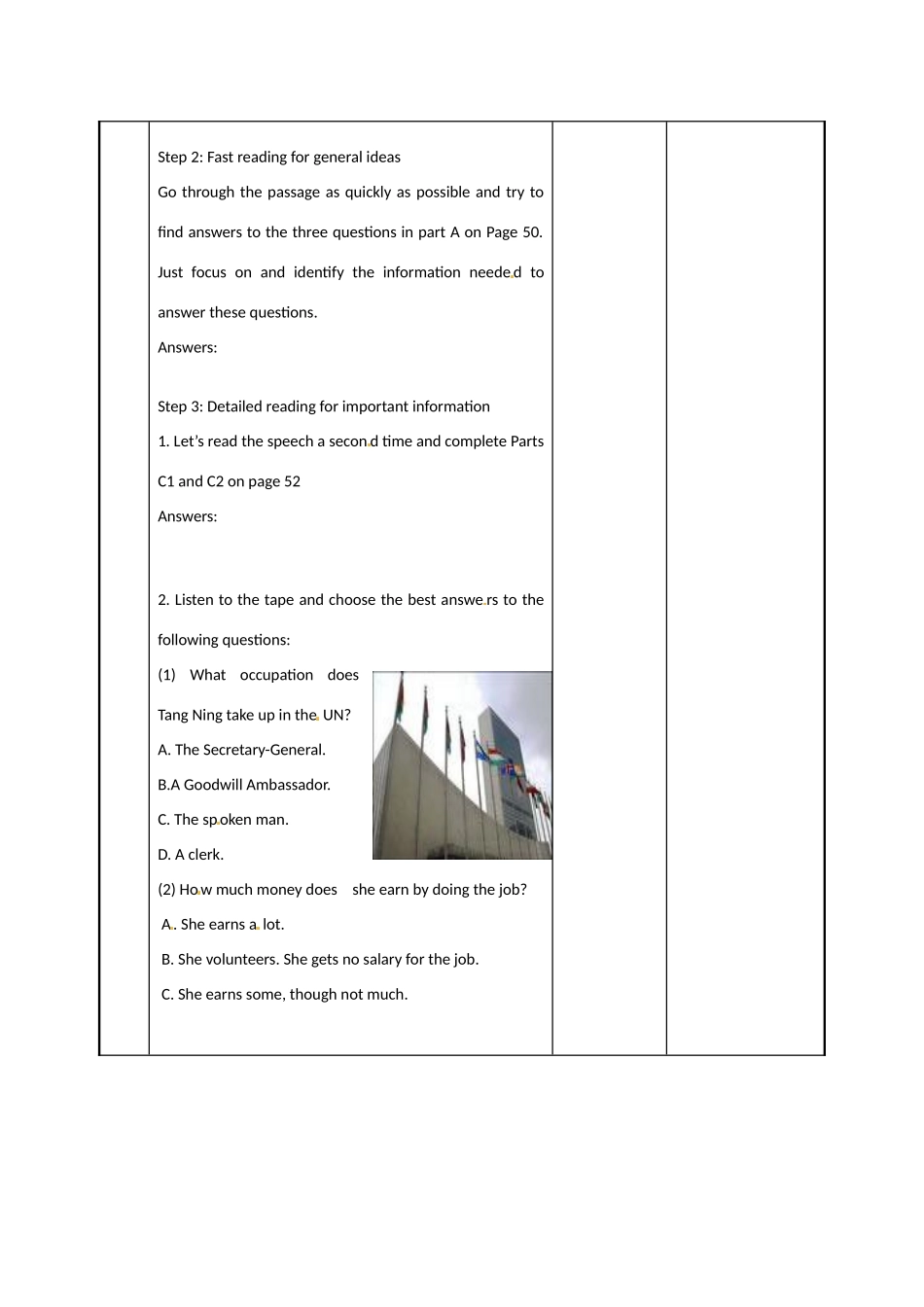 江苏省新沂市第二中学高中英语《Unit 4 Reading (1)》教案 新人教版选修6_第2页