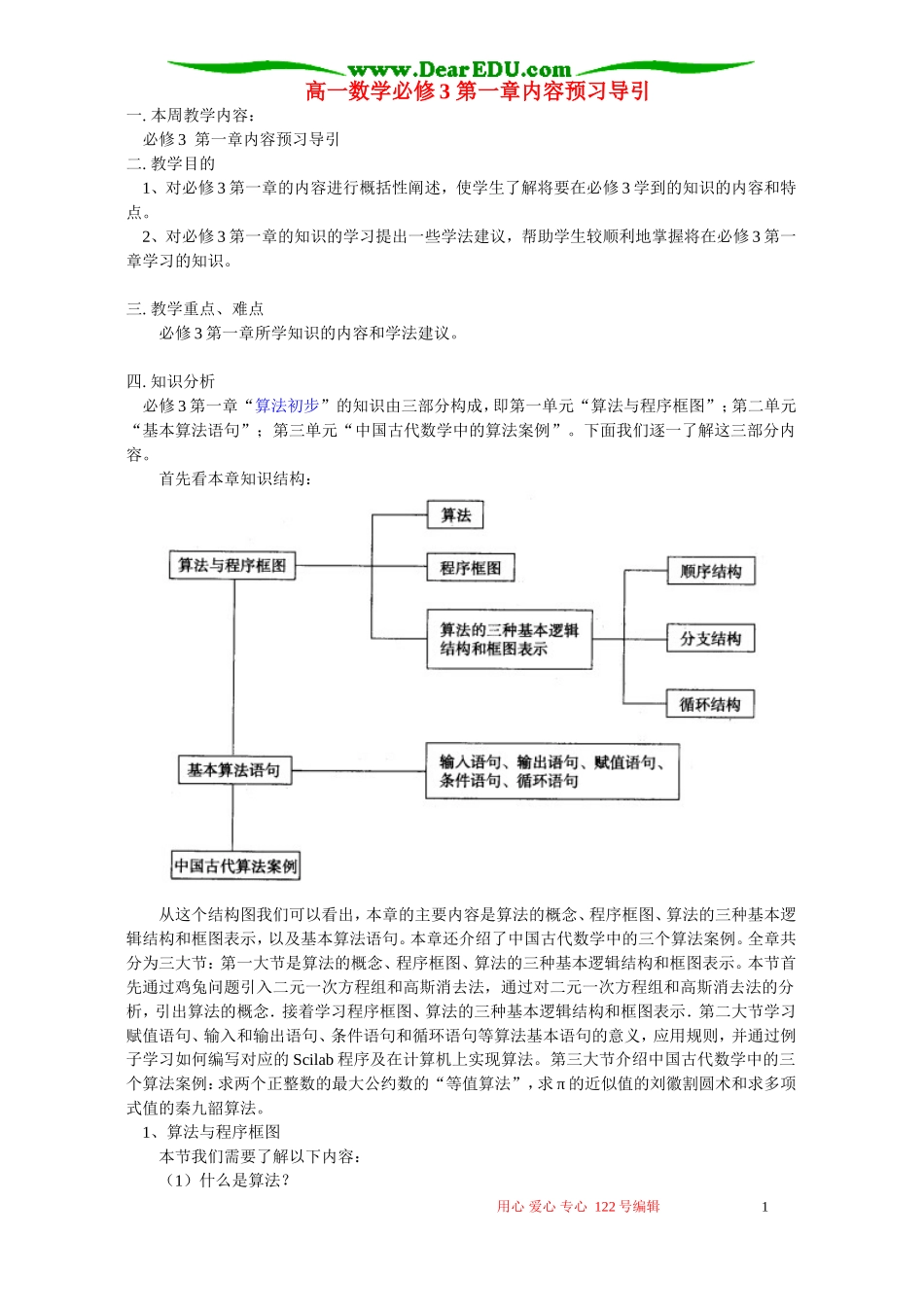 高一数学必修3 第一章内容预习导引 人教实验版_第1页