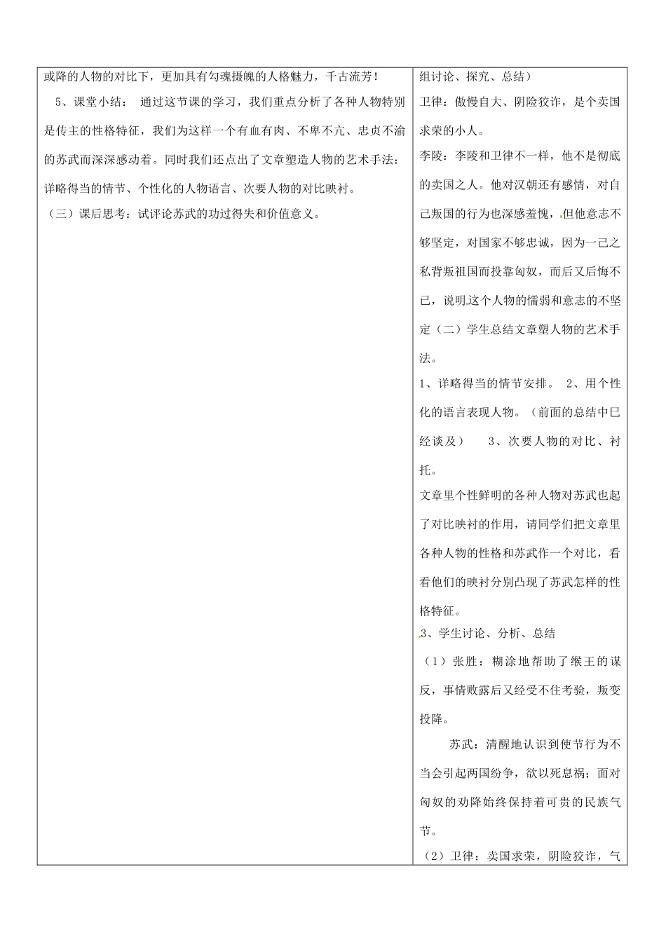 山东省郯城三中高一语文 苏武传2教案 新人教版_第2页