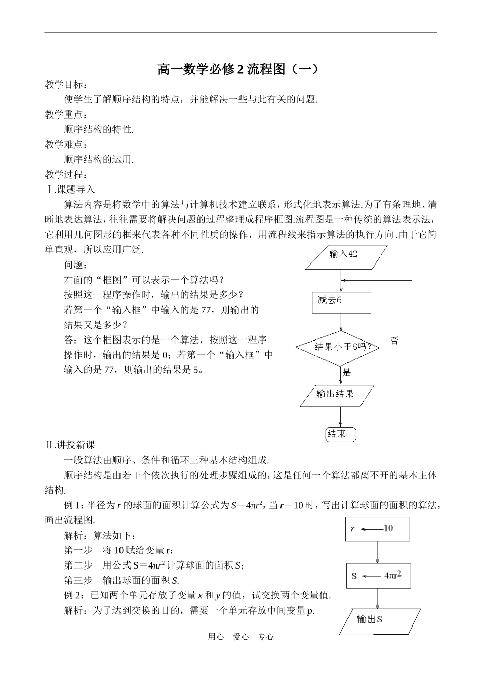 高一数学必修2 流程图（一）_第1页