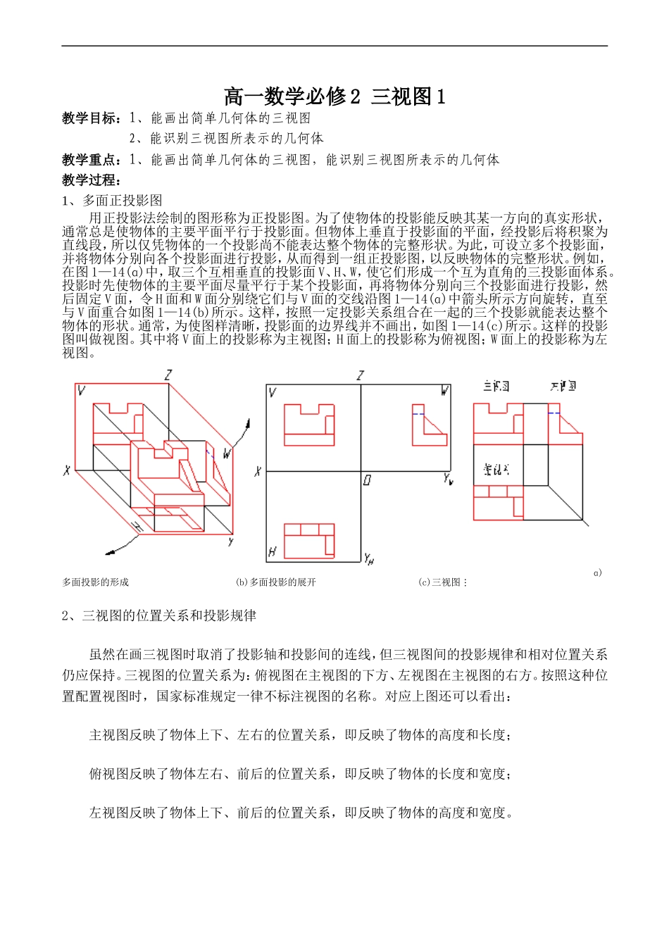高一数学必修2 三视图1_第1页