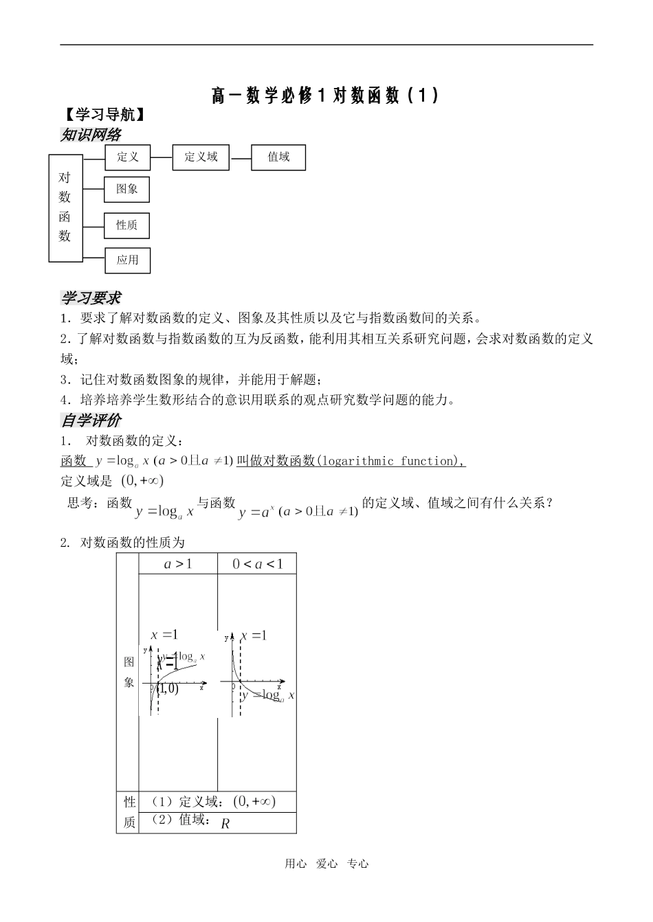 高一数学必修1 对数函数（1）_第1页