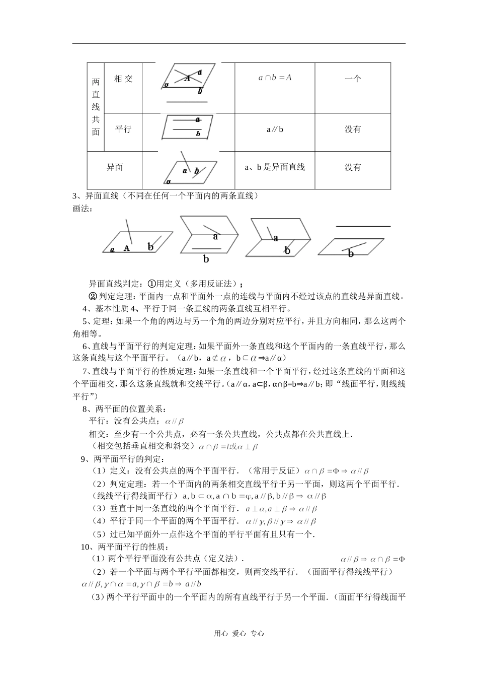 高一数学平面的基本性质及空间中的平行关系人教实验B版知识精讲_第2页