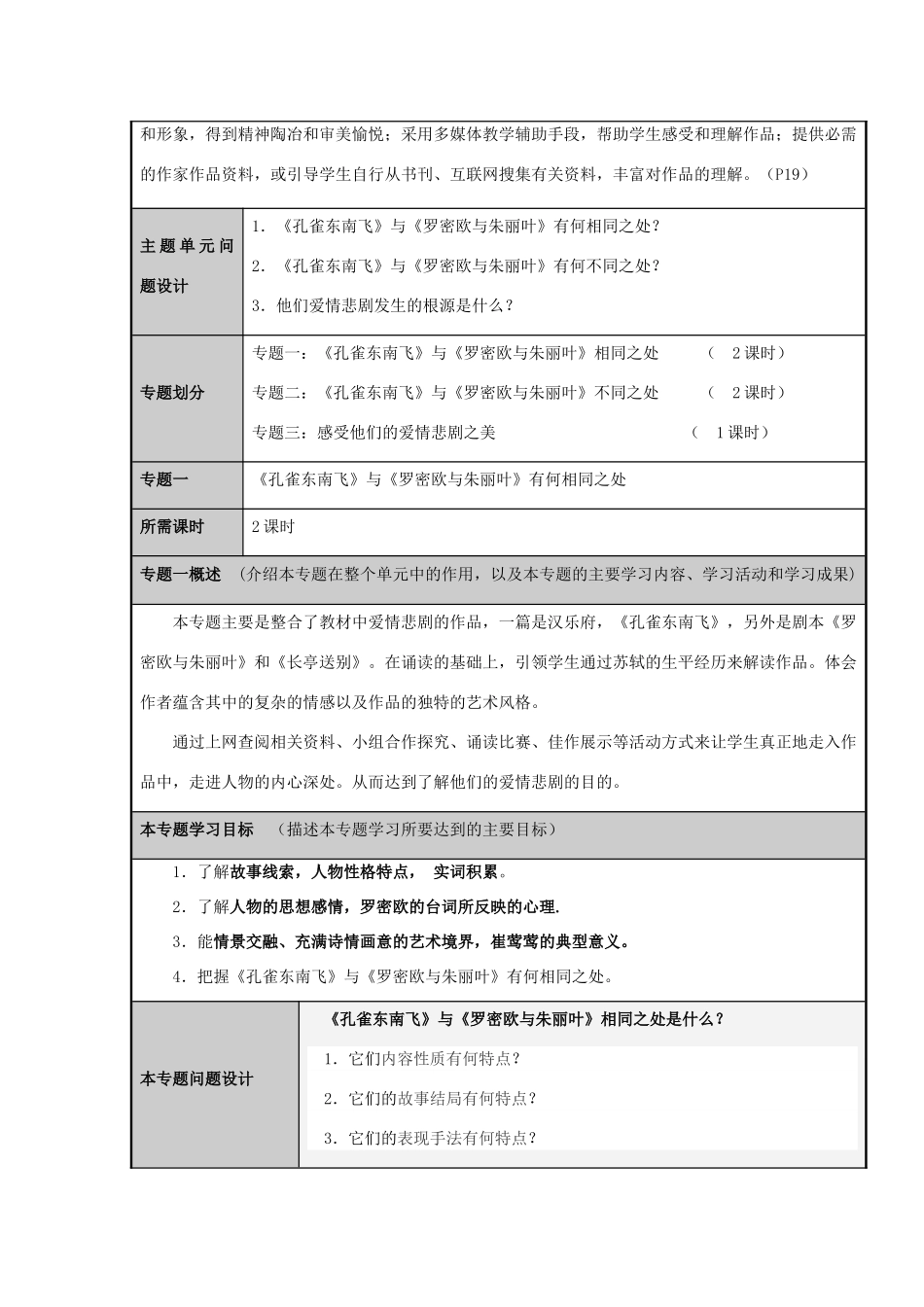 山东省淄博市六中2012-2013学年高二语文 爱情悲剧之比较主题单元设计 鲁教版_第3页