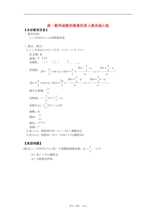 高一数学函数的图象性质人教实验A版知识精讲