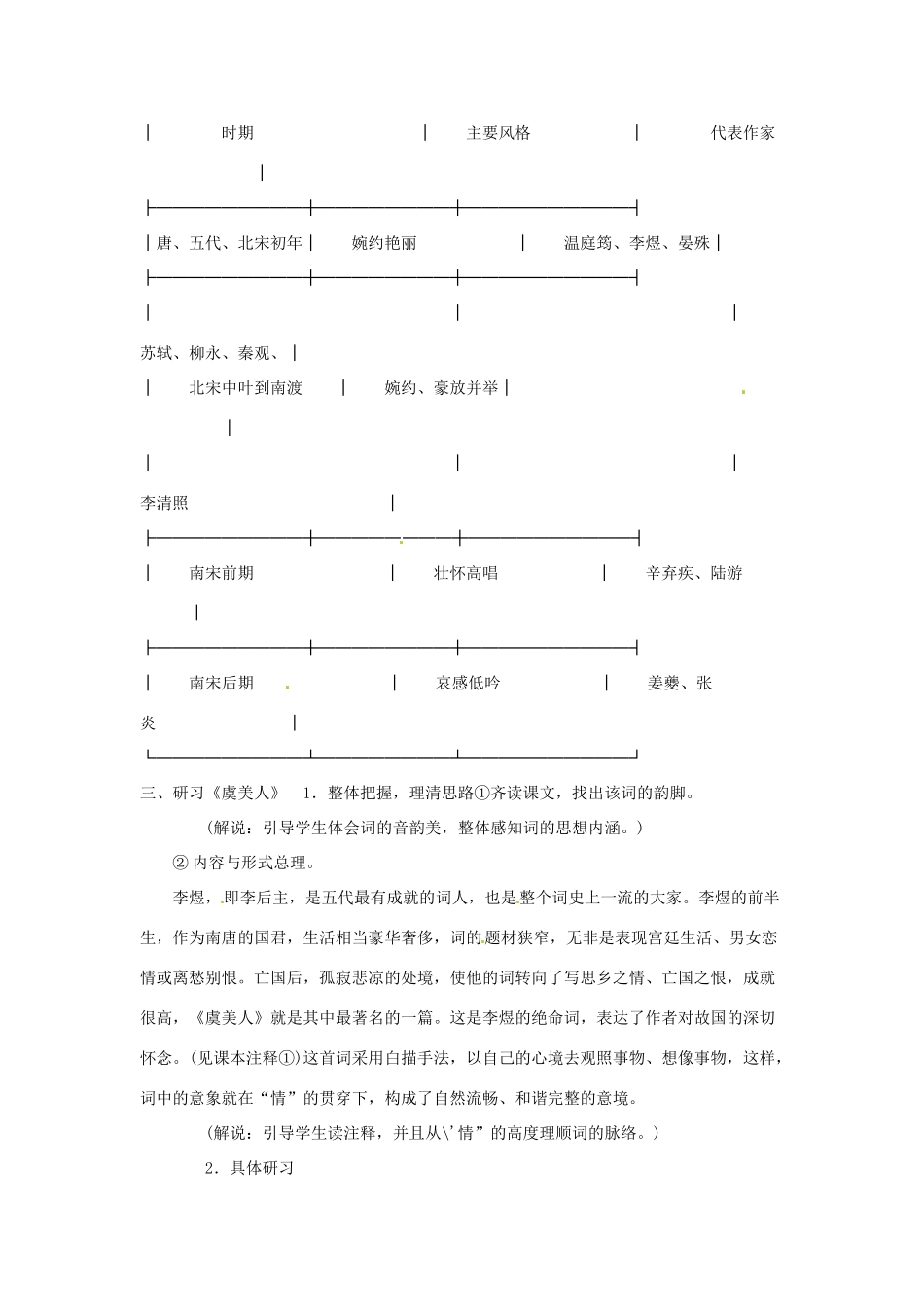 江苏省锡山高级中学高中语文 虞美人同步精品教案 新人教版必修1 _第2页