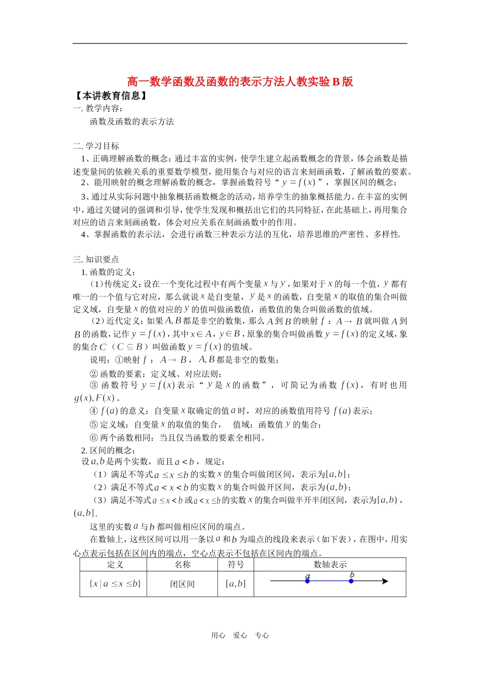 高一数学函数及函数的表示方法人教实验B版知识精讲_第1页