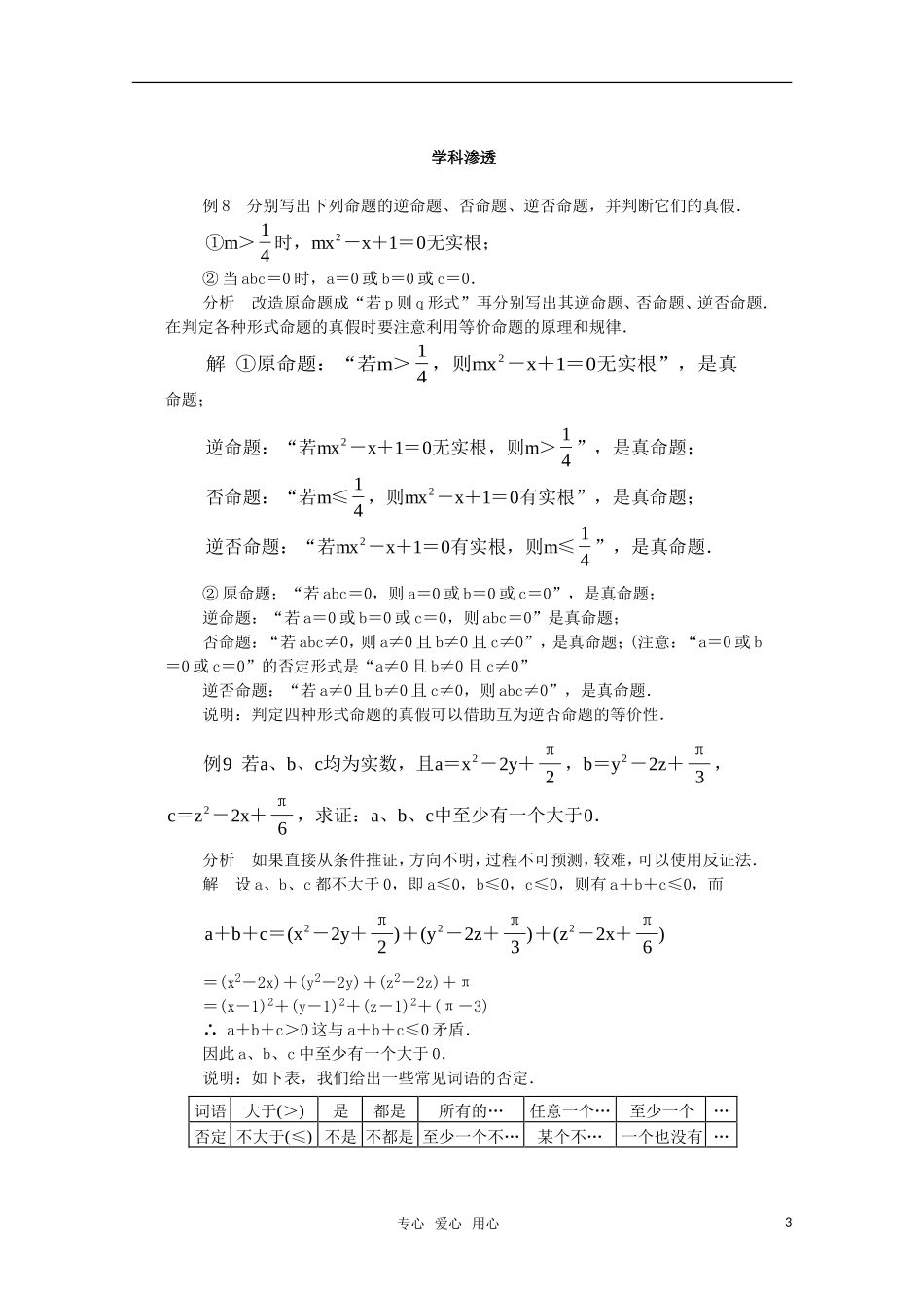 高一数学典型例题分析 四种命题_第3页