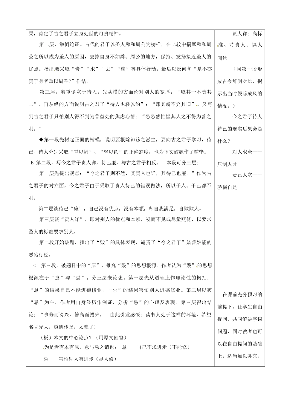 江苏省赣榆县海头高级中学高二语文《原毁留侯论》教案_第2页