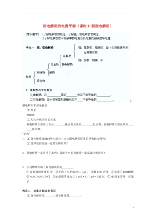 江苏省苏州市蓝缨学校高二化学《弱电解质的电离平衡》教案 新人教版