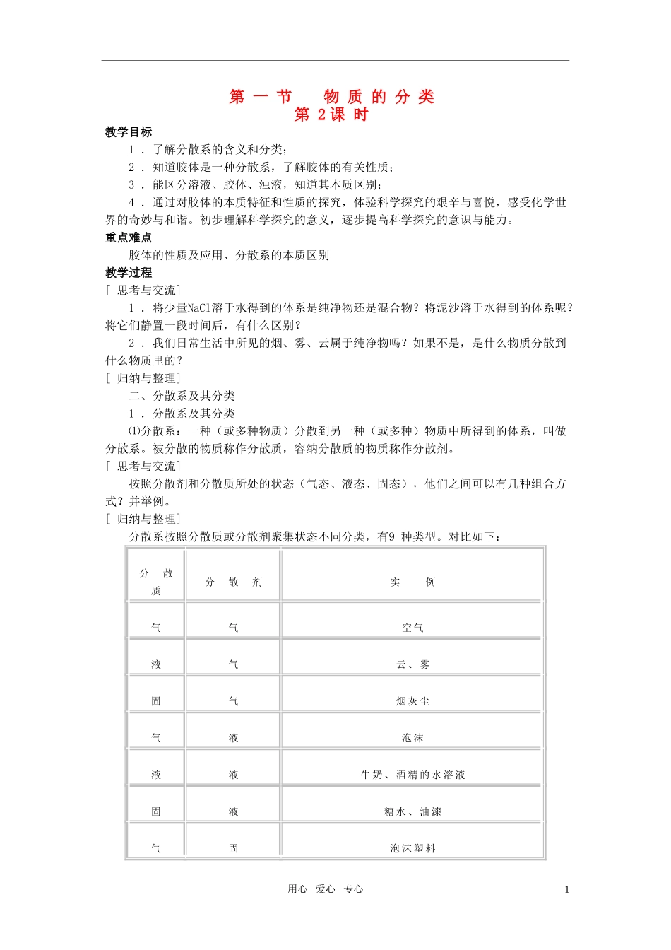 江苏省淮安中学高中化学 2.1物质的分类二教案 新人教版必修1_第1页
