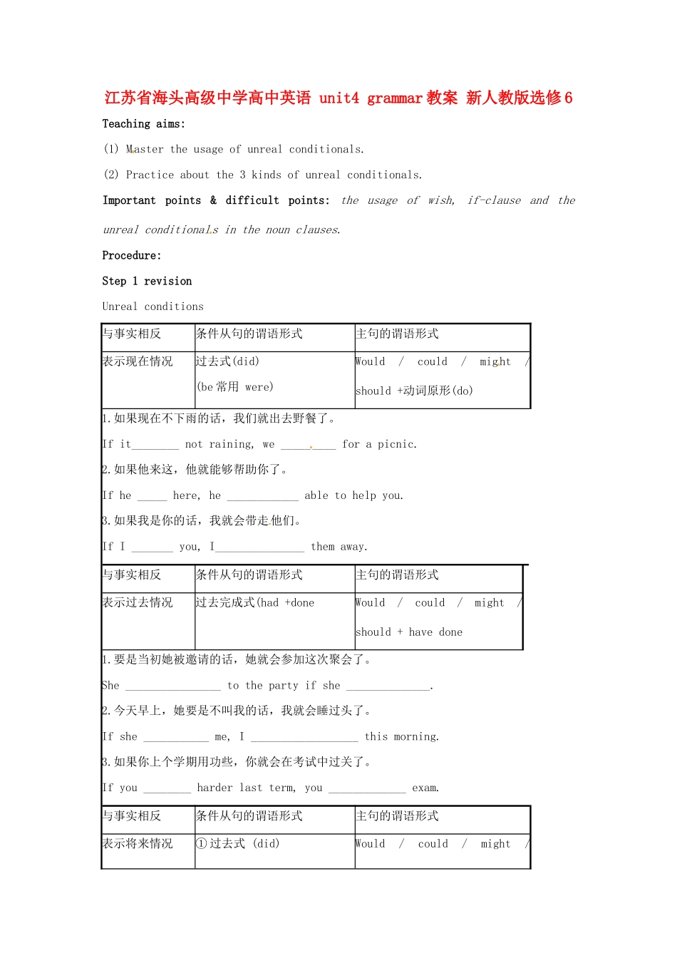 江苏省海头高级中学高中英语 unit4 grammar教案 新人教版选修6_第1页