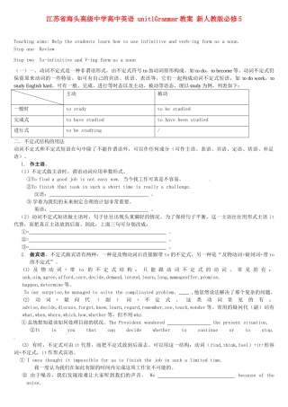 江苏省海头高级中学高中英语 unit1Grammar教案 新人教版必修5