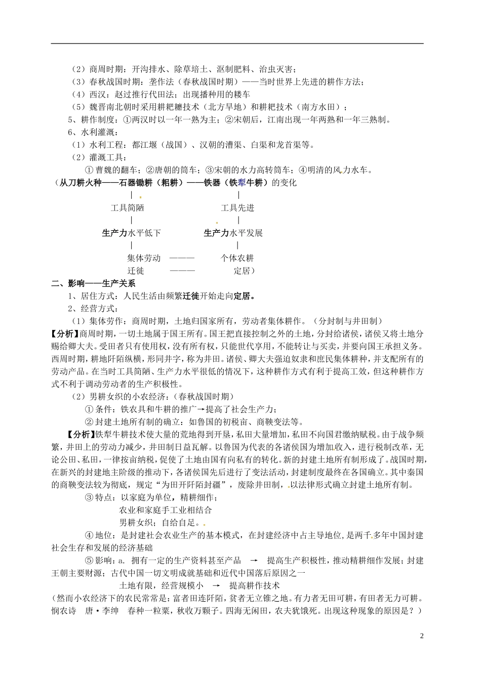 江苏省江阴市成化高级中学高中历史 第1课 发达的古代农业教案 新人教版必修2 _第2页