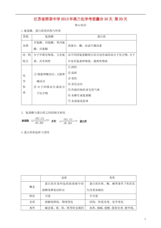 江苏省栟茶中学2013年高三化学考前赢分30天 第20天