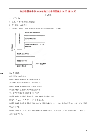 江苏省栟茶中学2013年高三化学考前赢分30天 第04天