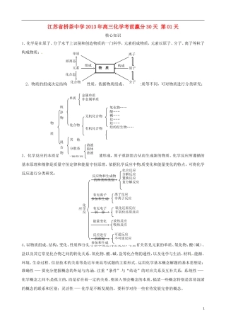 江苏省栟茶中学2013年高三化学考前赢分30天 第01天