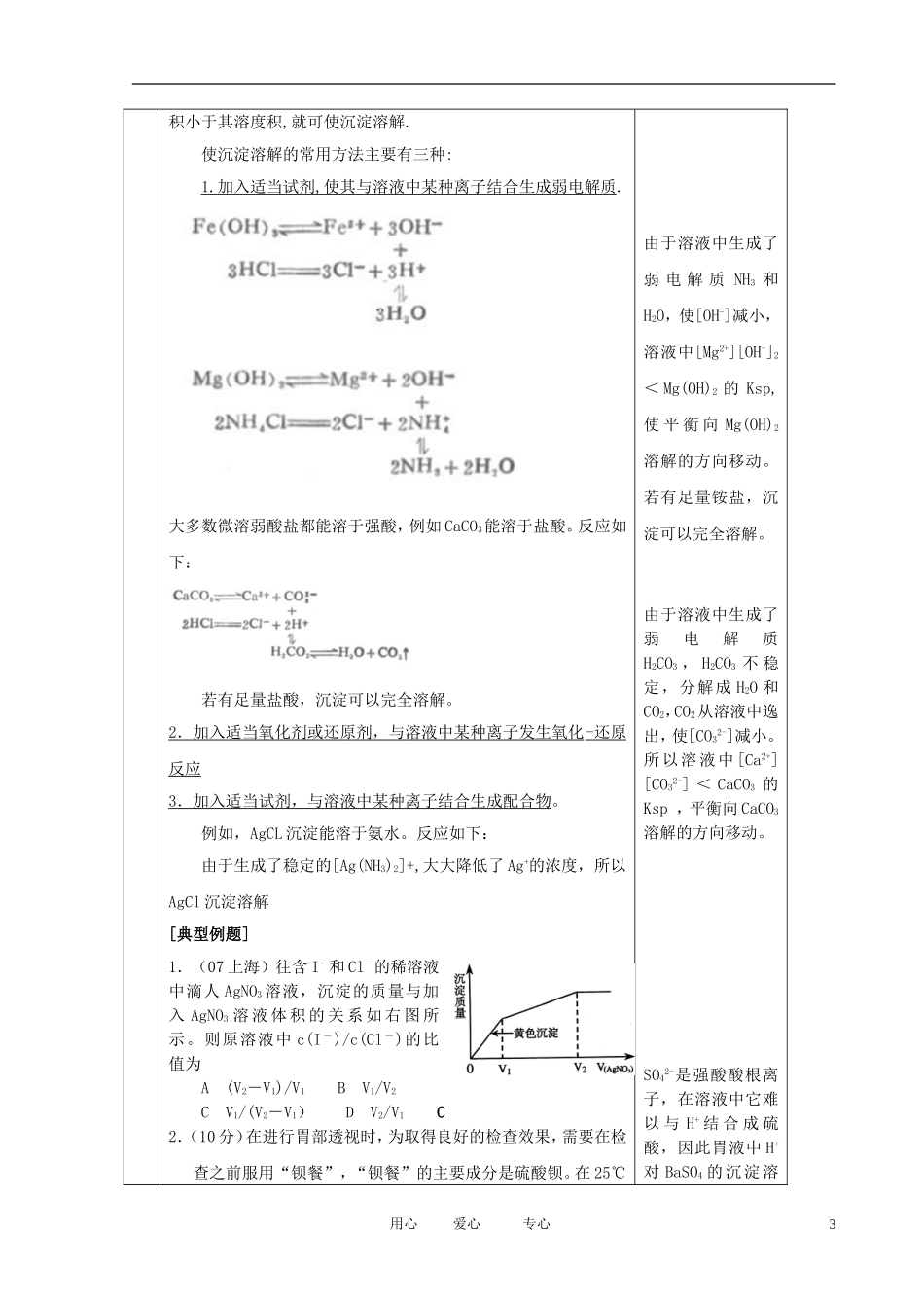 江苏省新沂市王楼中学高中化学 第四单元《沉淀溶解平衡：沉淀溶解平衡的应用》教案 苏教版选修4_第3页