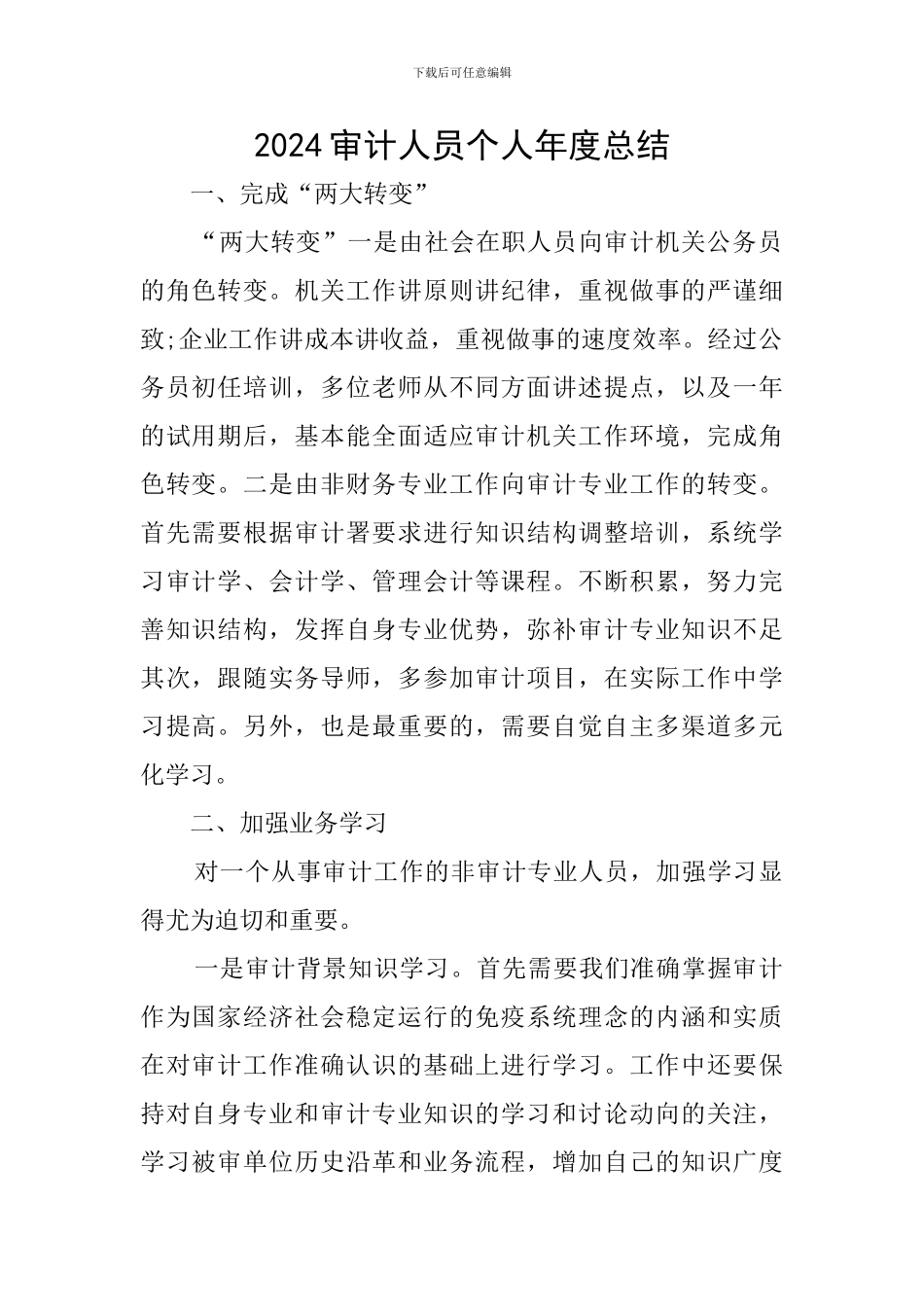 2024审计人员个人年度总结_第1页