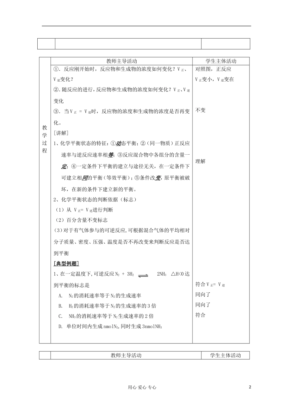 江苏省新沂市王楼中学高中化学 《第二单元化学反应的方向和限度 化学平衡状态1》教案 新人教版选修4_第2页