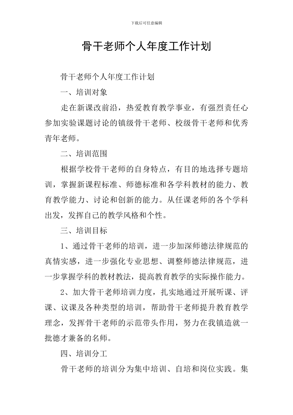 骨干教师个人年度工作计划_第1页