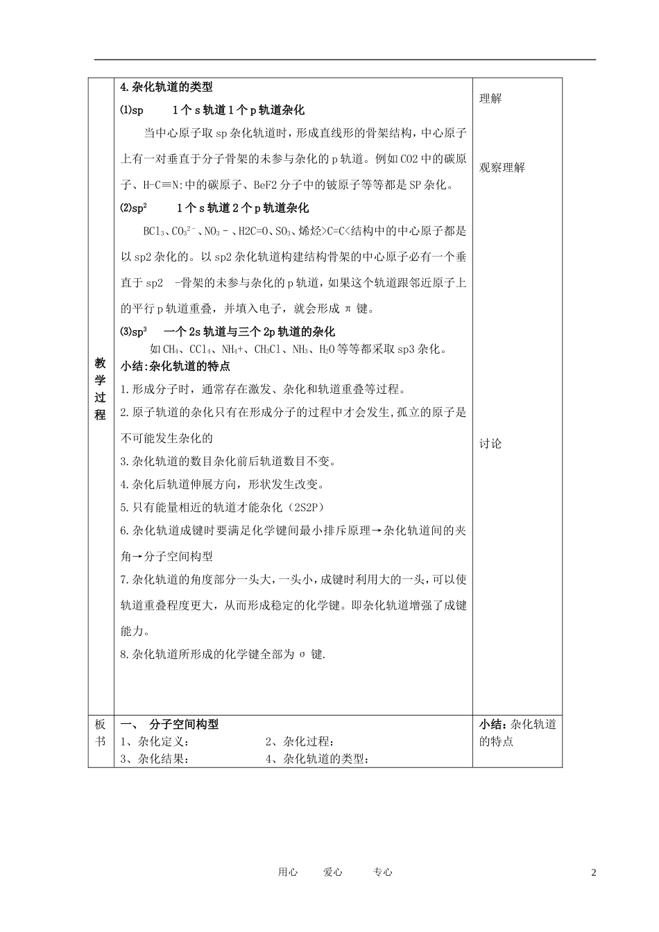 江苏省新沂市王楼中学高中化学 4.1《分子构型与物质的性质》分子的空间构型 教案 苏教版选修3_第2页
