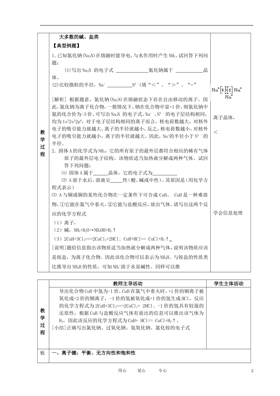 江苏省新沂市王楼中学高中化学 3.2《元离子键 离子晶体》金属晶体 教案 苏教版选修3_第2页