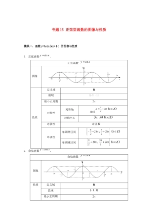 高一数学上学期高频考点突破 专题15 正弦型函数图像与性质（含解析）新人教A版必修第一册-新人教A版高一第一册数学试题