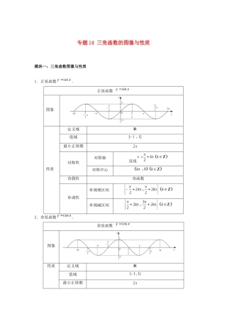 高一数学上学期高频考点突破 专题14 三角函数的图像与性质（含解析）新人教A版必修第一册-新人教A版高一第一册数学试题