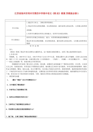 江苏省徐州市邳州市第四中学高中语文《斑 纹》教案 苏教版必修5