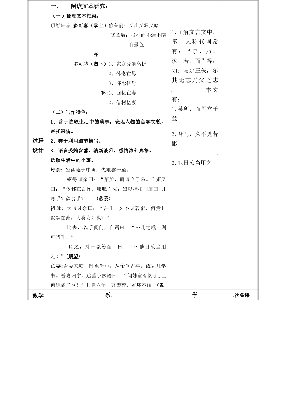 江苏省徐州市贾汪区建平中学高二语文 项脊轩志（三） 教案_第2页
