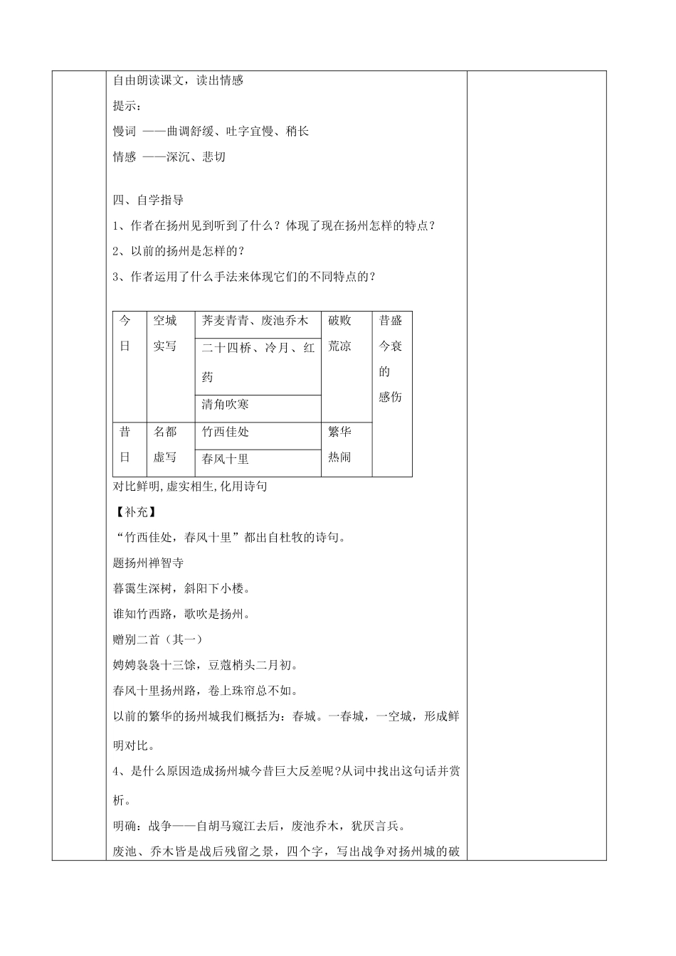 江苏省徐州市睢宁县菁华高级中学高中语文 扬州慢四步教学法教案 苏教版选修《唐诗宋词选读》_第3页
