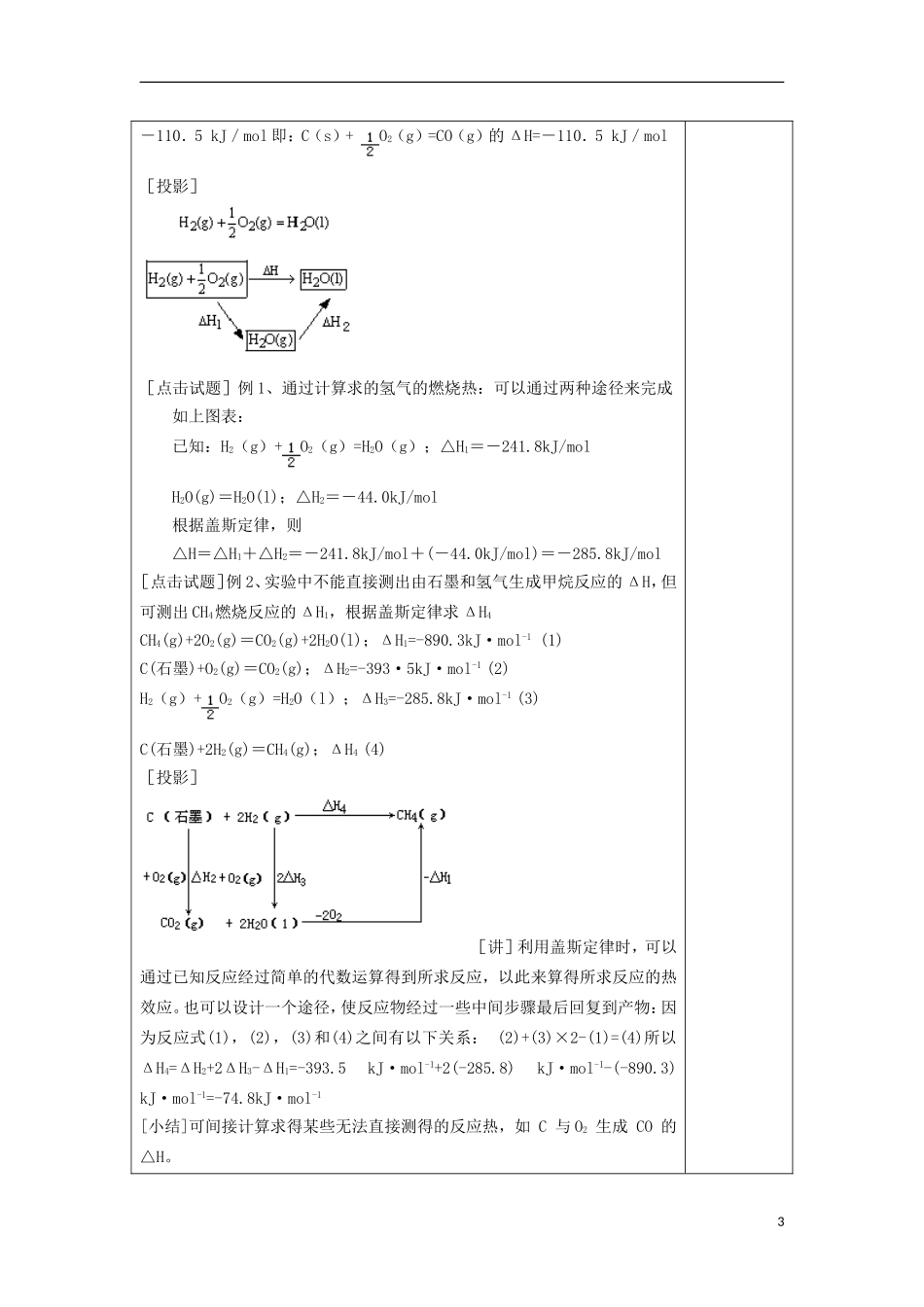 江苏省平潮高级中学高中化学集体备课 《第一章 化学反应与能量》第三节 化学反应热的计算教案 苏教版选修4_第3页